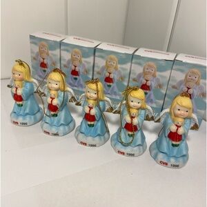 5 vintage 90s CVS Angel Christmas Ornament LOT girl holding doll 1996 ornaments